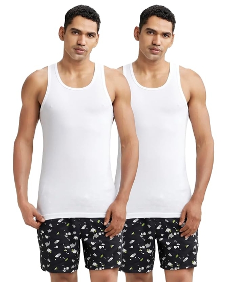 Jockey 8820 Men's Super Combed Cotton Round Neck Slim Fit Sleeveless Vest with Extended Length for Easy Tuck (Pack of 2)