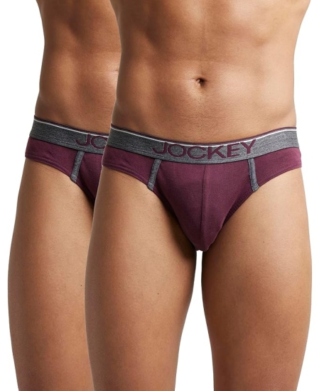 Jockey 8044 Men's Super Combed Cotton Rib Solid Brief with Ultrasoft Waistband (Pack of 2)