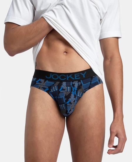 Jockey FP22 Men's Super Combed Cotton Elastane Stretch Printed Brief with Ultrasoft Waistband
