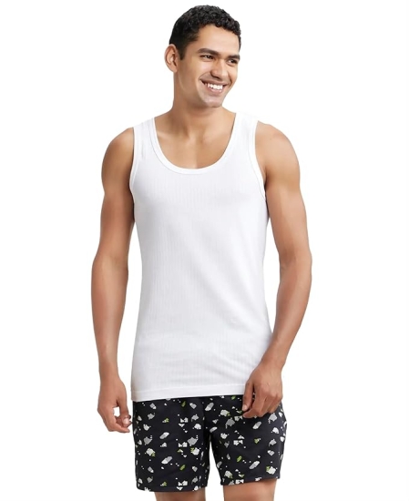 Jockey 8816 Men's Super Combed Cotton Round Neck Slim Fit Sleeveless Vest with Extended Length for Easy Tuck