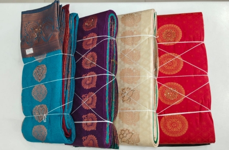 Women Silk Saree with stone on print
