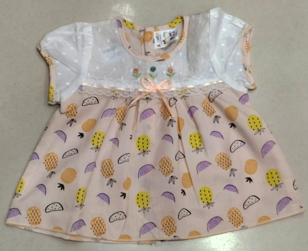 New Born Girls Jabla Back Open Button Frock
