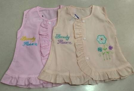 New Born Girls Jabla Back Open Button Frock