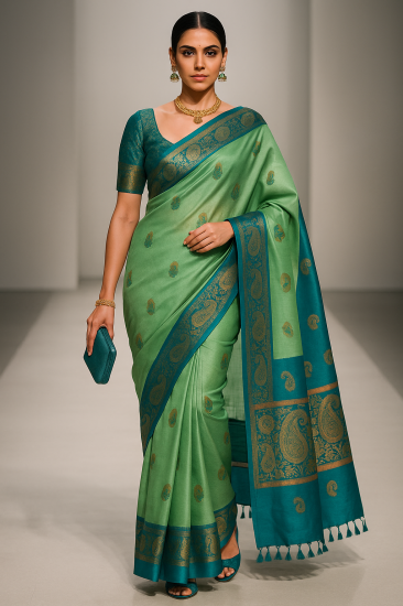 Copper Zari Design Saree