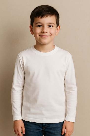 Boys Plain Full hand T-shirt - White Boys Plain Full hand T-shirt - White