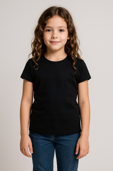 Girls Plain T-shirt - Black