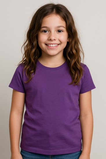 Girls Plain T-shirt - Purple