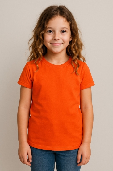 Girls Plain T-shirt - Orange