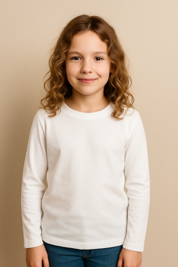 Girls Plain Full hand T-shirt - White Girls Plain Full hand T-shirt - White